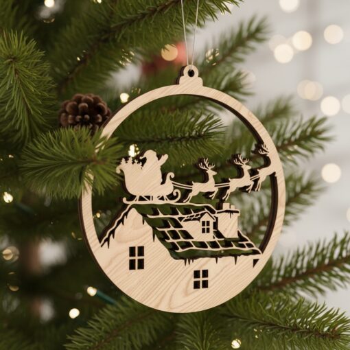 Paquete de adornos navideños, 6 archivos láser de casas de invierno, Diseños festivos de decoración navideña - Imagen 3