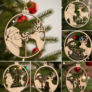 Christmas Ornament Bundle, 8 Funny Santa Reindeer Designs