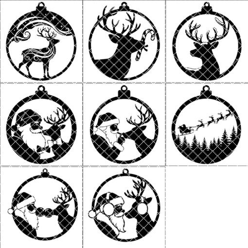 Christmas Ornament Bundle for Glowforge, Santa and Reindeer