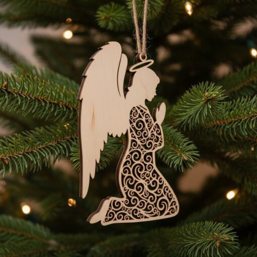 Paquete de adornos navideños, archivos láser para decoración de árboles, diseños de ángeles y festivos. - Imagen 4