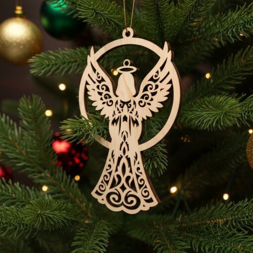 Paquete de adornos navideños, archivos láser para decoración de árboles, diseños de ángeles y festivos. - Imagen 5