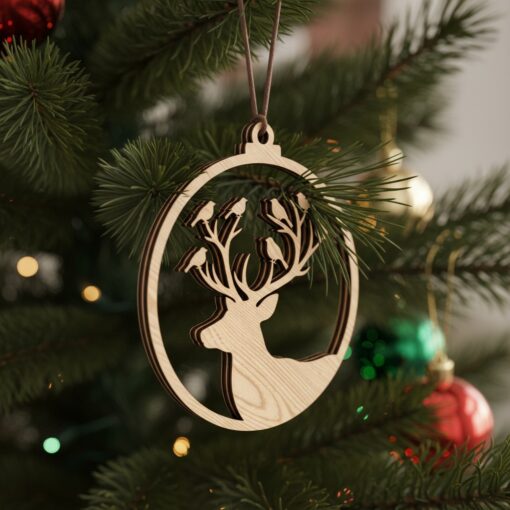 Christmas Ornament Bundle, Reindeer Designs, Laser File for