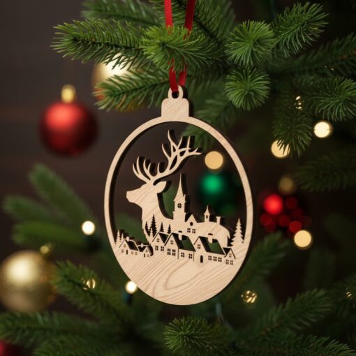 Christmas Ornament Bundle, Reindeer Designs, Laser File for