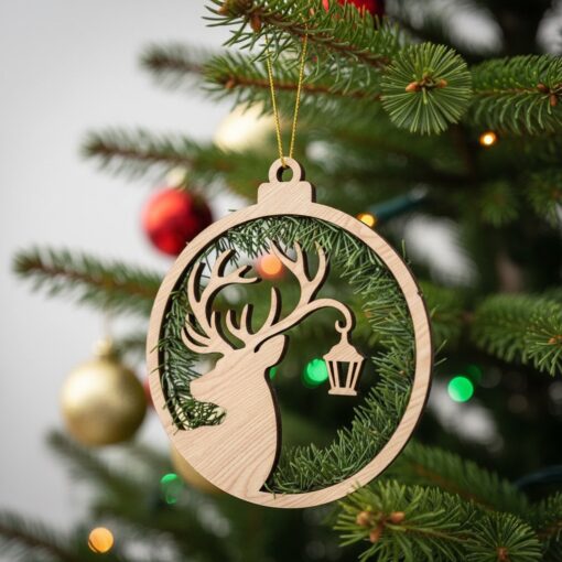Christmas Ornament Bundle, Reindeer Designs, Laser File for