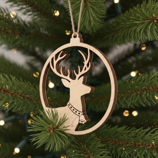 Christmas Ornament Bundle, Reindeer Designs, Laser File for