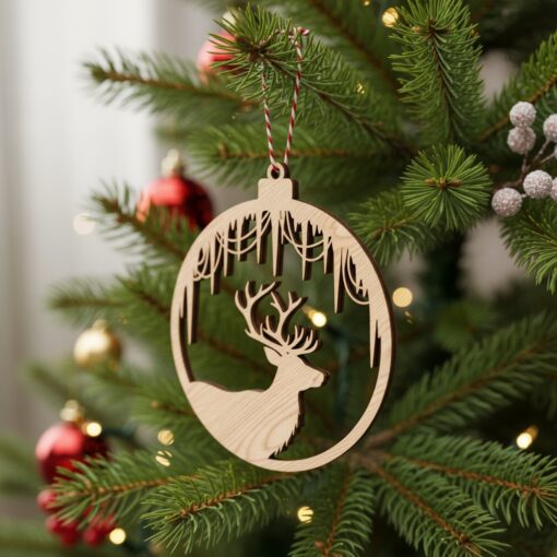 Christmas Ornament Bundle, Reindeer Designs, Laser File for