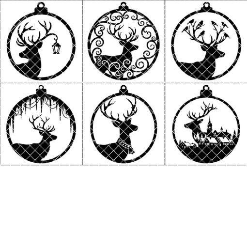 Christmas Ornament Bundle, Reindeer Designs, Laser File for