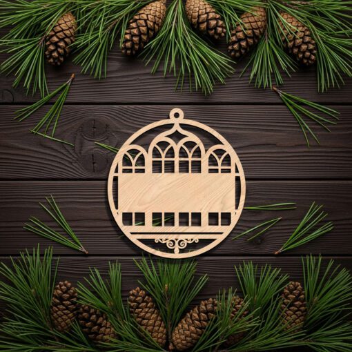 Christmas Ornament Digital Design, Architectural Window Theme, Personalized