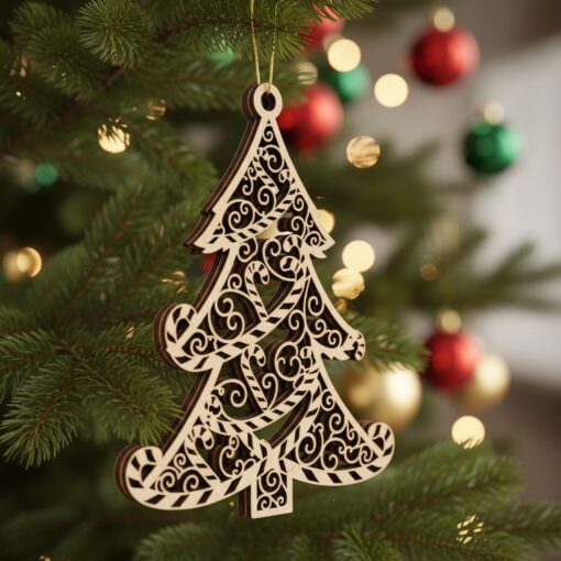 Bundle di file laser per decorazioni natalizie, Set di 6 design per addobbi dell'albero di Natale - immagine 2