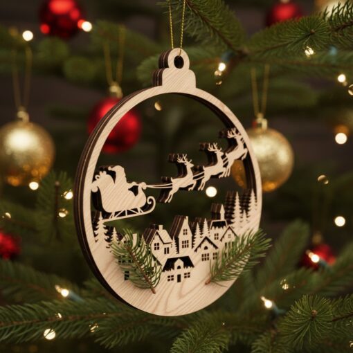 Bundle di file laser per decorazioni natalizie, Set di 6 design per addobbi dell'albero di Natale - immagine 4