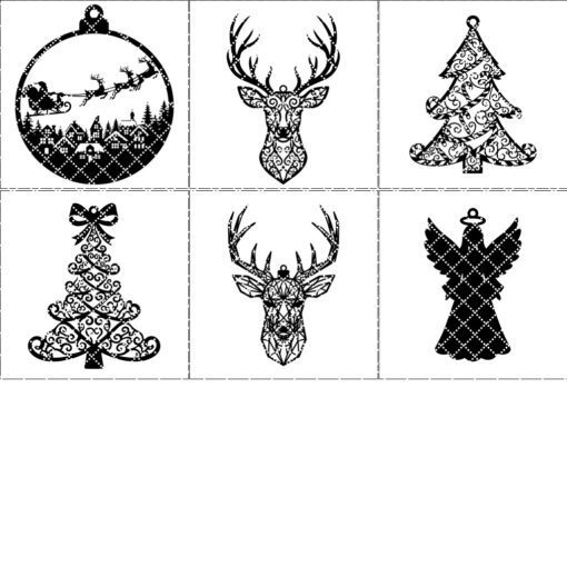 Bundle di file laser per decorazioni natalizie, Set di 6 design per addobbi dell'albero di Natale - immagine 7