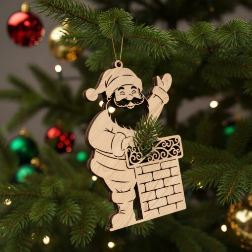 Archivo láser de adornos navideños, paquete de arte de Papá Noel, juego de decoración para árbol de Navidad - Imagen 4