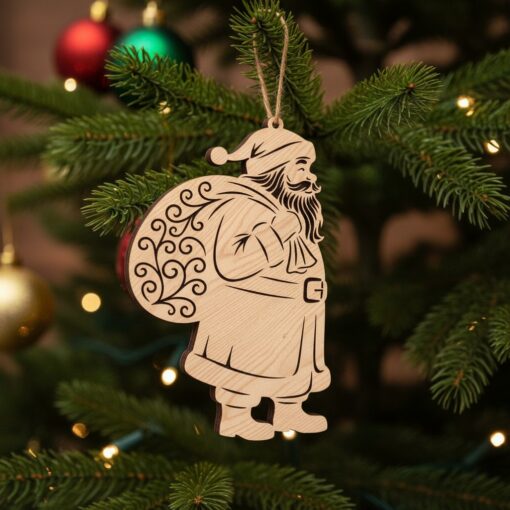 Archivo láser de adornos navideños, paquete de arte de Papá Noel, juego de decoración para árbol de Navidad - Imagen 5
