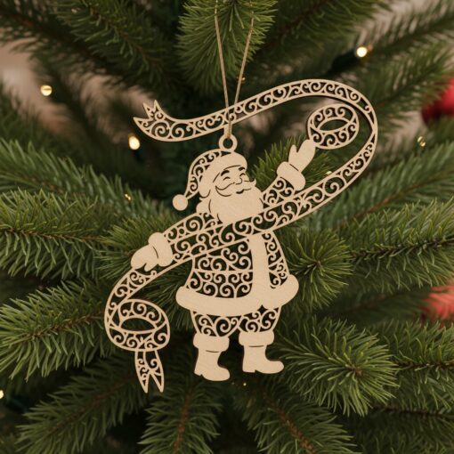 Archivo láser de adornos navideños, paquete de arte de Papá Noel, juego de decoración para árbol de Navidad - Imagen 6