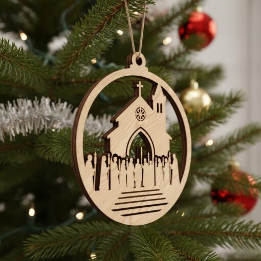 Paquete de adornos navideños de iglesia, Decoración religiosa para las fiestas, Descarga digital de arte láser - Imagen 2