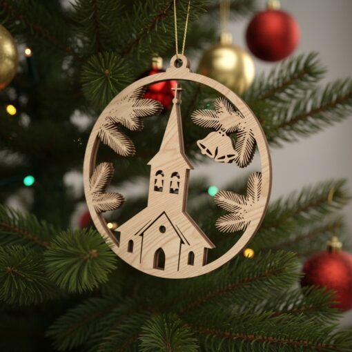 Paquete de adornos navideños de iglesia, Decoración religiosa para las fiestas, Descarga digital de arte láser - Imagen 3