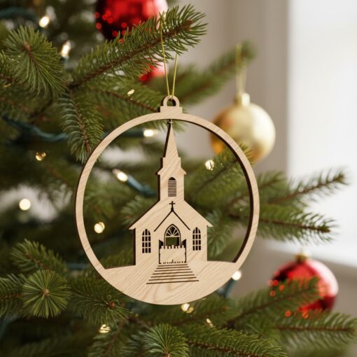 Paquete de adornos navideños de iglesia, Decoración religiosa para las fiestas, Descarga digital de arte láser - Imagen 5