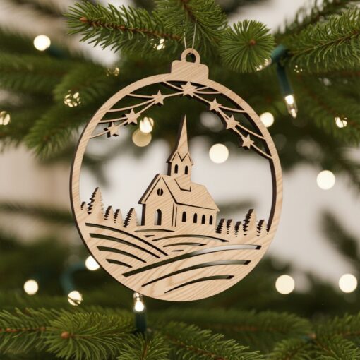 Paquete de adornos navideños de iglesia, Decoración religiosa para las fiestas, Descarga digital de arte láser - Imagen 6