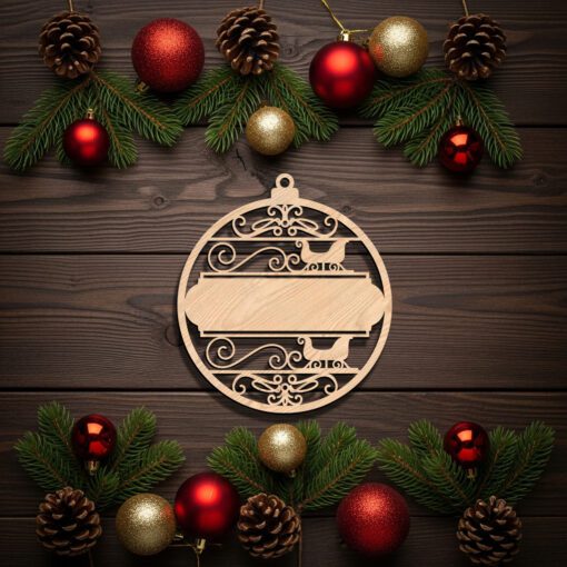 Custom Christmas Sleigh Ornament Design, Laser File for