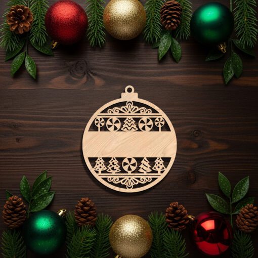 Custom Ornament Template, Christmas Laser Design, Blank Name