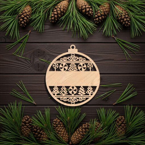 Custom Ornament Template, Christmas Laser Design, Blank Name