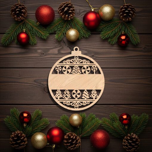 Custom Ornament Template, Christmas Laser Design, Blank Name
