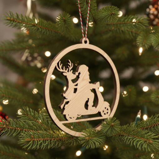 Paquete de archivos láser divertidos para adornos navideños, Papá Noel, Reno, Diseños festivos, 8 unidades. - Imagen 2