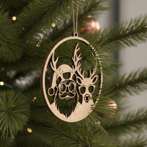 Paquete de archivos láser divertidos para adornos navideños, Papá Noel, Reno, Diseños festivos, 8 unidades. - Imagen 3