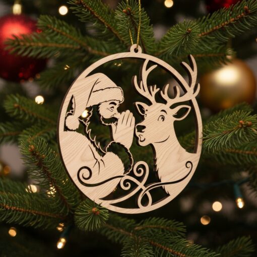 Paquete de archivos láser divertidos para adornos navideños, Papá Noel, Reno, Diseños festivos, 8 unidades. - Imagen 5