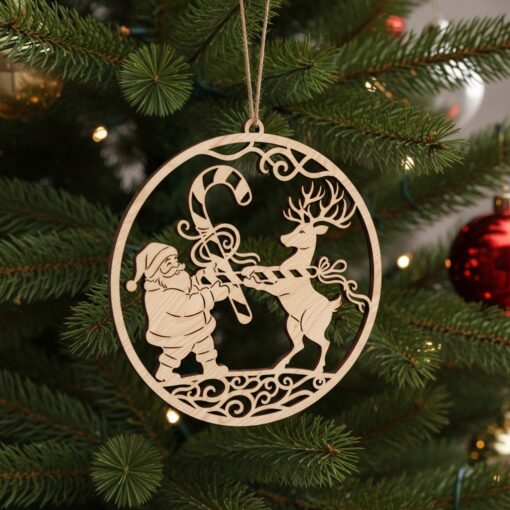 Paquete de archivos láser divertidos para adornos navideños, Papá Noel, Reno, Diseños festivos, 8 unidades. - Imagen 6