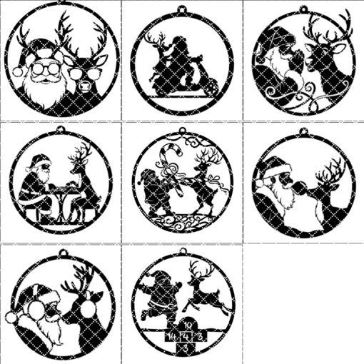Paquete de archivos láser divertidos para adornos navideños, Papá Noel, Reno, Diseños festivos, 8 unidades. - Imagen 7