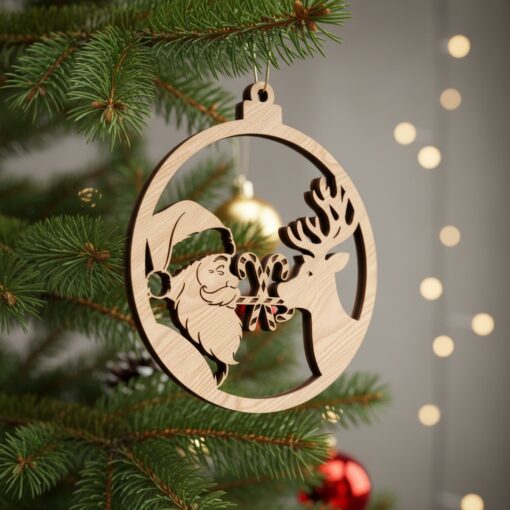 Paquete de Adornos Navideños Divertidos de Santa y Reno, Archivo Láser, 8 Diseños Únicos - Imagen 6
