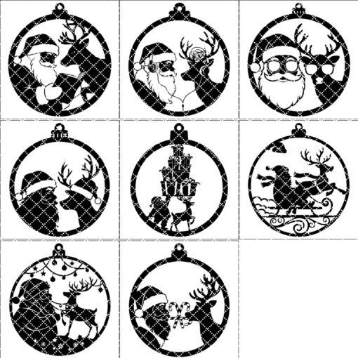 Paquete de Adornos Navideños Divertidos de Santa y Reno, Archivo Láser, 8 Diseños Únicos - Imagen 7