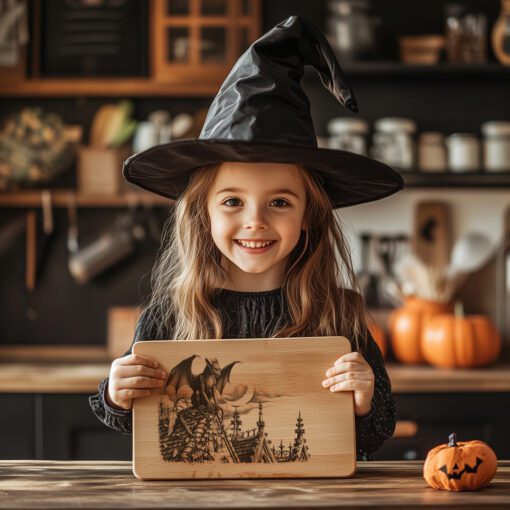 Archivo de Grabado Láser de Halloween de Gárgola Gótica, Diseño para Tabla de Charcutería - Imagen 3