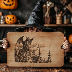 Gothic Gargoyle Halloween Laser Engraving File, Charcuterie Board