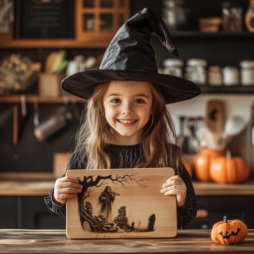 Archivo de grabado láser de violinista gótico embrujado, arte para tabla de charcutería de Halloween - Imagen 5