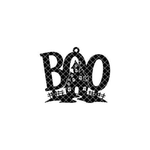 Halloween Boo House Ornament Laser File, Spooky Silhouette