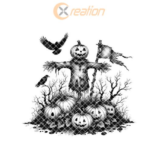 Archivo de Grabado para Tabla de Charcutería de Halloween, Diseño de Espantapájaros Embrujado con Calabaza - Imagen 6