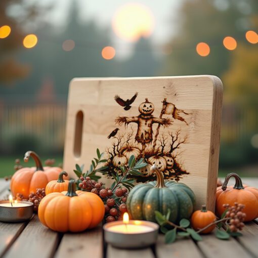Halloween Charcuterie Board Engraving File, Bewitched Scarecrow Pumpkin