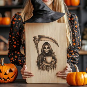 Halloween Charcuterie Board Engraving File, Grim Reaper Umbrella