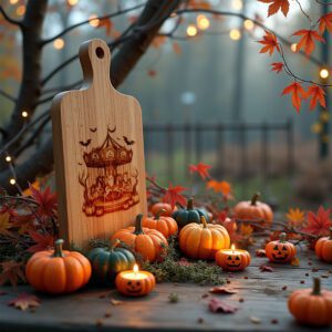Halloween Charcuterie Board Engraving File, Moonlit Ghost Carousel