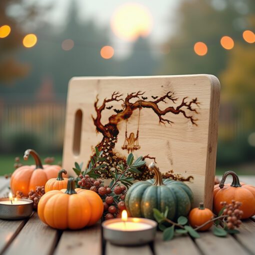 Archivo de grabado para tabla de charcutería de Halloween, Diseño láser de columpio de esqueleto espeluznante - Imagen 5