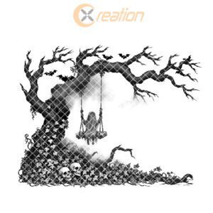 Halloween Charcuterie Board Engraving File, Spooky Skeleton Swing