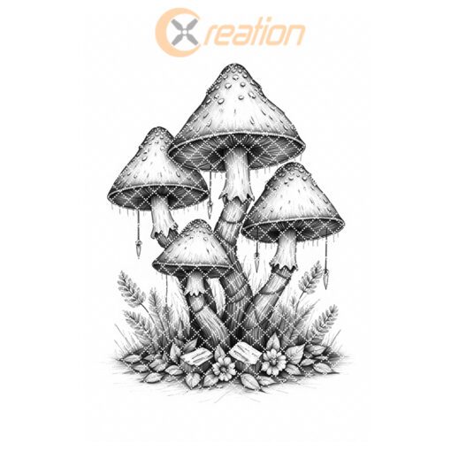 Archivo de grabado para tabla de charcutería de Halloween, sombrero de bruja, diseño de racimo de hongos - Imagen 7