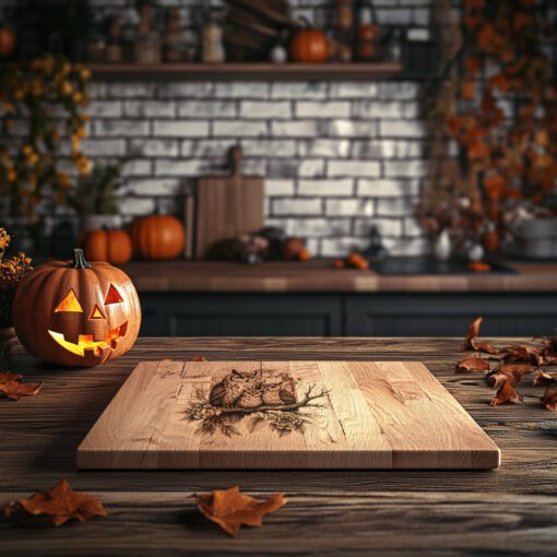Halloween Charcuterie Board File, Laser Engraved Owls on