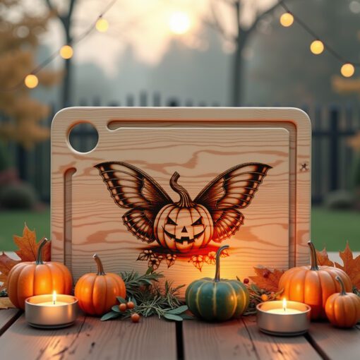 Halloween Charcuterie Board Laser Design, Jack O Lantern,