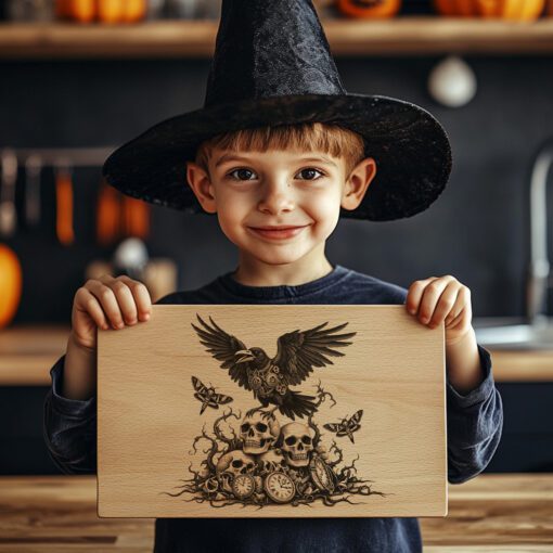 Halloween Charcuterie Board Laser Engraving File, Creepy Clockwork
