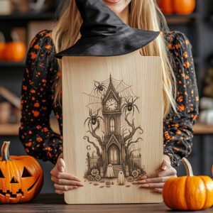 Halloween Charcuterie Board Laser Engraving File, Enchanted Spider