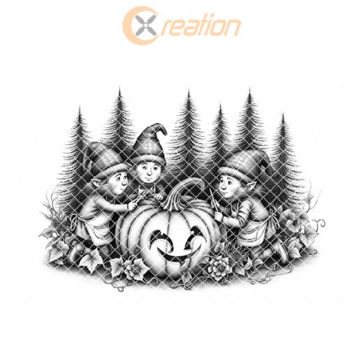 Archivo de grabado láser para tabla de embutidos de Halloween, Diseño de Linterna de Calabaza con Gnomo. - Imagen 6