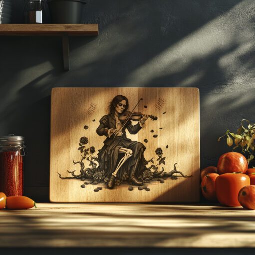 Halloween Charcuterie Board Laser Engraving File, Gothic Violinist,
